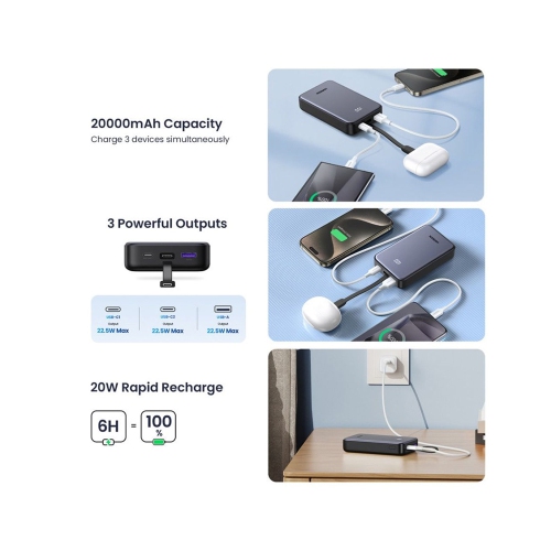 Ugreen Nexode 20,000mAh with Built-in Cable USB C Powerbank - Open Box