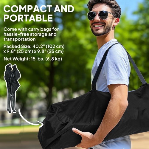 Outsunny – Chaises de camping pliantes, ensemble de 2 chaises pliantes à dossier haut avec porte-gobelet, chaises de camping rembourrées pour