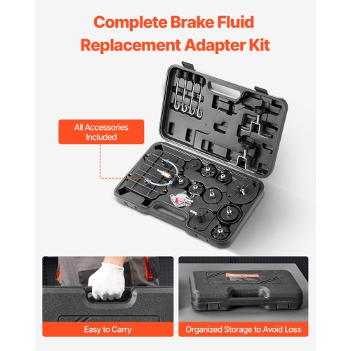 VEVOR 12 Pcs Brake Master Bleeder Kit, Professional Brake Bleeder Adapter Set with Complete Kit & Handle,Durable Brake Bleeder Adapter for Brake