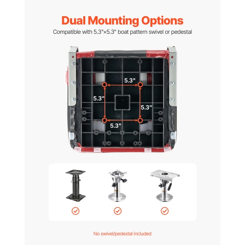VEVOR Boat Seat, High Backrest, Folding Fishing Boat Seat with Thickened Sponge Cushion & Waterproof PVC Leather, Aluminum Alloy Hinges, Flip Up Boat