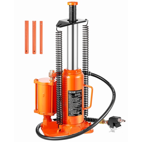 VEVOR 12 Ton/26455 lbs Air Hydraulic Bottle Jack, Pneumatic Hydraulic Bottle Jack with 10.43''-19.88'' Lifting Range & Manual Hand Pump, for Pickup,