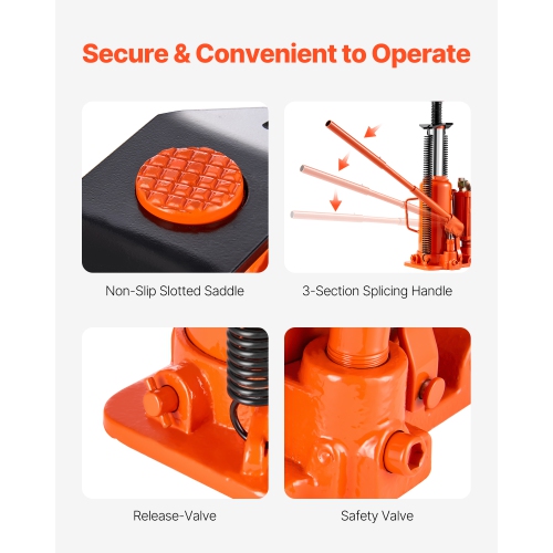 VEVOR 12 Ton/26455 lbs Air Hydraulic Bottle Jack, Pneumatic Hydraulic Bottle Jack with 10.43''-19.88'' Lifting Range & Manual Hand Pump, for Pickup,