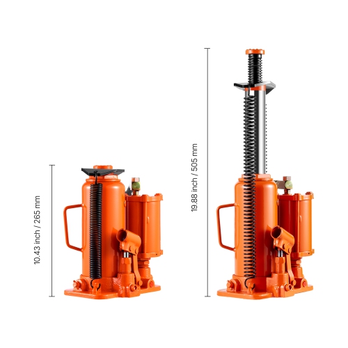 VEVOR 12 Ton/26455 lbs Air Hydraulic Bottle Jack, Pneumatic Hydraulic Bottle Jack with 10.43''-19.88'' Lifting Range & Manual Hand Pump, for Pickup,