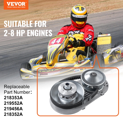 VEVOR 2-8HP Engine Drive Clutch, 2000 RPM High-Strength Drive Clutch with Asymmetric Designed Wheels & Robust Rubber Belt, Sturdy & Durable Clutch