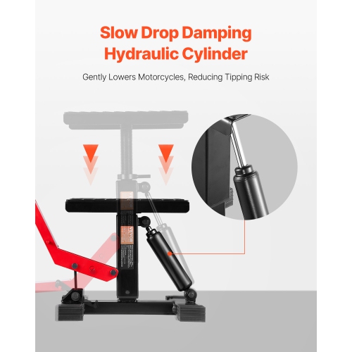 VEVOR 1200lbs Capacity Dirt Bike Lift Stand, Motorcycle Jack Lift Stand and Hydraulic Lift Operation, Hoist Table Adjustable Height 9.8"-18.3" for