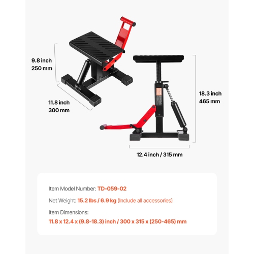 VEVOR 1200lbs Capacity Dirt Bike Lift Stand, Motorcycle Jack Lift Stand and Hydraulic Lift Operation, Hoist Table Adjustable Height 9.8"-18.3" for