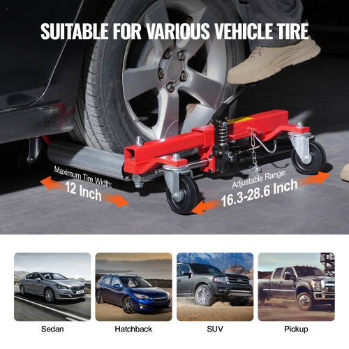 VEVOR 1500 Lbs Capacity Wheel Dolly, Car Dolly, Car Jack Dolly Lifter with 360° Rotatable Wheels, Heavy Duty Vehicle Positioning Hydraulic Tire Jack,