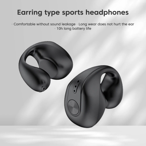 Wireless Earbud Single Bluetooth Headphone Bluetooth 5.3 Ear Clip Earbud Sports Earbud Built-in Microphone with Earhooks Headset(Black)