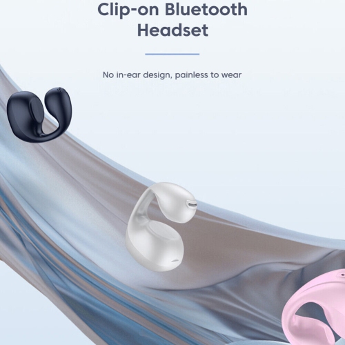 Wireless Earbud Single Bluetooth Headphone Bluetooth 5.3 Ear Clip Earbud Sports Earbud Built-in Microphone with Earhooks Headset(Black)