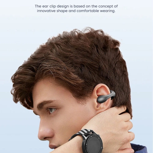 Wireless Earbud Single Bluetooth Headphone Bluetooth 5.3 Ear Clip Earbud Sports Earbud Built-in Microphone with Earhooks Headset(Black)