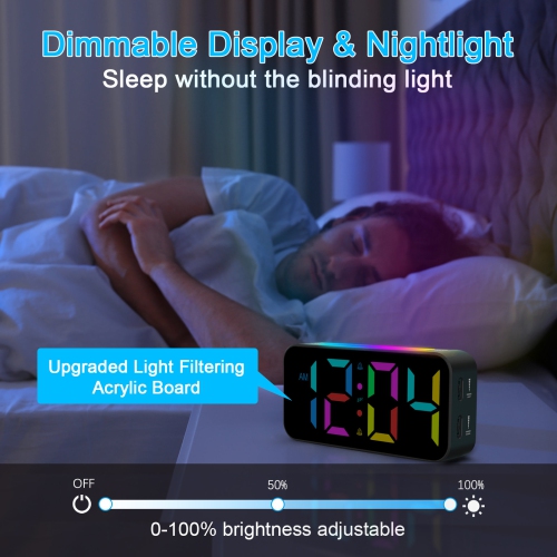 Alarm Clocks for Heavy Sleepers, Loud Alarm Clock with Bed Shaker, Night Light, Large Display, Vibrating Alarm Clocks Bedside for Deaf Hearing