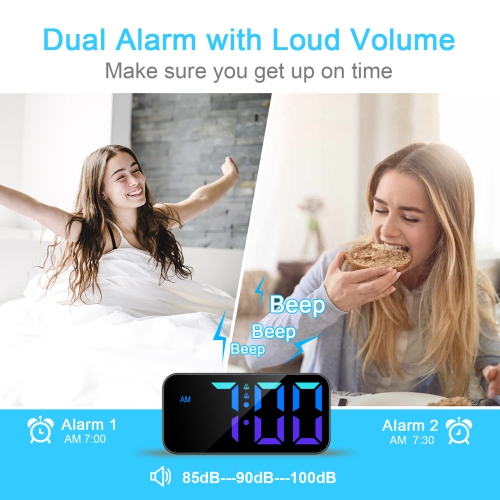 Alarm Clocks for Heavy Sleepers, Loud Alarm Clock with Bed Shaker, Night Light, Large Display, Vibrating Alarm Clocks Bedside for Deaf Hearing