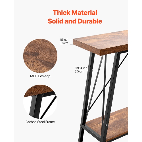 VEVOR 70.9 inches Narrow Console Sofa Table, Behind Couch Table, 2-Tier Long Entryway Table and Skinny Hallway Table, Narrow Sofa Table with Metal