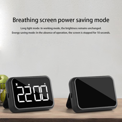 Grand écran rechargeable LCD de LED Alarme de rappel de minuterie électronique Réveil-matin Minuterie de cuisson de cuisine - Noir