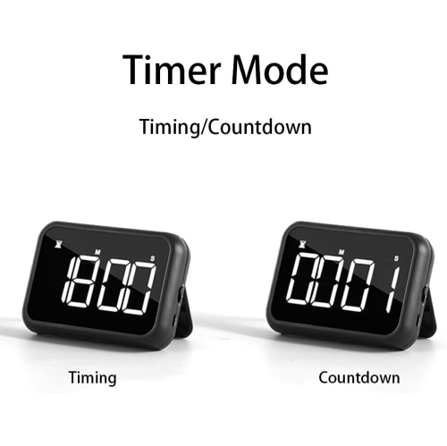 Grand écran rechargeable LCD de LED Alarme de rappel de minuterie électronique Réveil-matin Minuterie de cuisson de cuisine - Noir