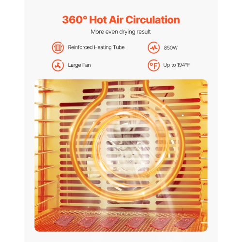 VEVOR 850W Electric Food Dehydrator Machine, 12 Stainless Steel Trays, with Adjustable Temperature & 24-Hour Timer, Freeze Dryer for