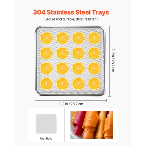 VEVOR 850W Electric Food Dehydrator Machine, 12 Stainless Steel Trays, with Adjustable Temperature & 24-Hour Timer, Freeze Dryer for