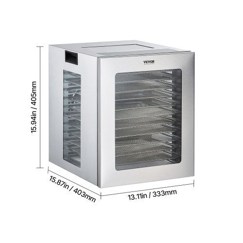 VEVOR 850W Electric Food Dehydrator Machine, 12 Stainless Steel Trays, with Adjustable Temperature & 24-Hour Timer, Freeze Dryer for