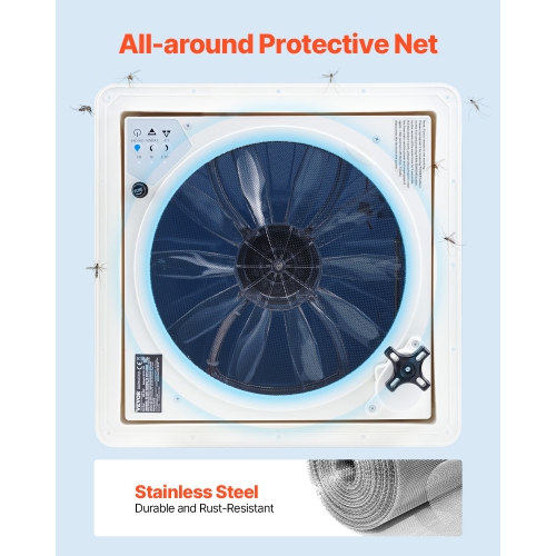 VEVOR 14 inch RV Vent Fan, RV Roof Vent Fan 12V, Powerful 10-Speed Reversible Fan with Remote Control, Built-in DC Motor, Power Top Lid,12 inch Fan