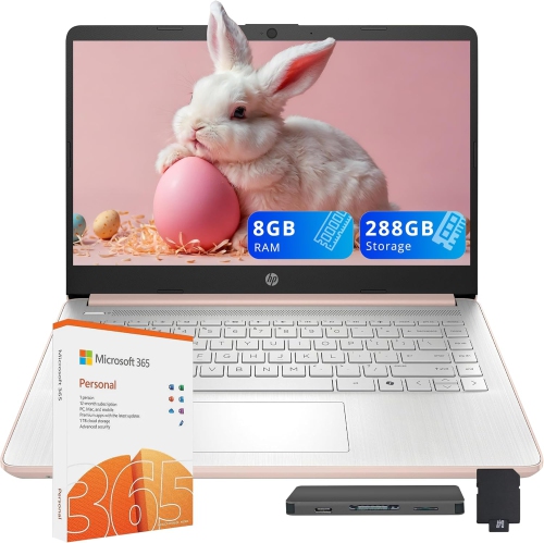 HP Stream 14" HD Laptop, Intel Processor N150,288GB Storage,8GB RAM,Intel Graphics, Year Office 365, Copilot, Windows 11 S, Gold