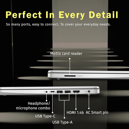 HP Stream 14" HD Laptop, Intel Processor N150, 288GB Storage, 8GB RAM,Intel Graphics, Year Office 365, Copilot, Windows 11 S, Silver