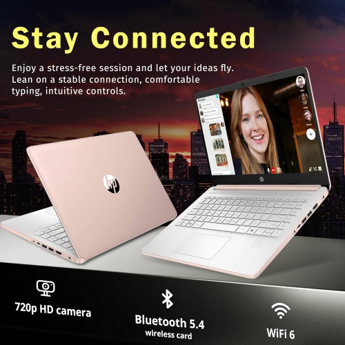 HP Stream 14" HD Laptop, Intel Processor N150, 288GB Storage, 16GB RAM, Intel Graphics, Year Office 365, Copilot, Windows 11 S, Gold