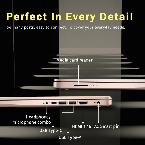 HP Stream 14" HD Laptop, Intel Processor N150, 288GB Storage, 16GB RAM, Intel Graphics, Year Office 365, Copilot, Windows 11 S, Gold