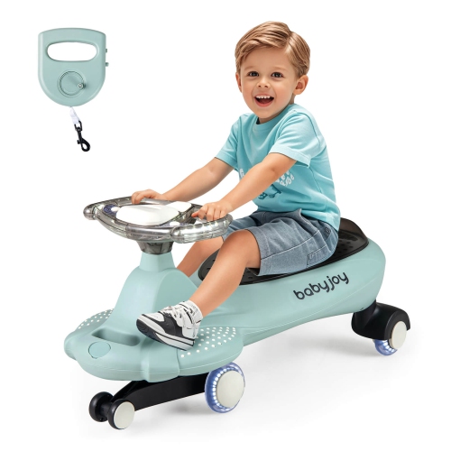 Babyjoy Wiggle Car with Hauling Rope Ride on Toy with Under-Seat