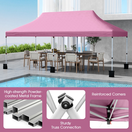 Tente avec auvent escamotable de 10 x 20 pi UPF50+ de Costway avec sac de transport