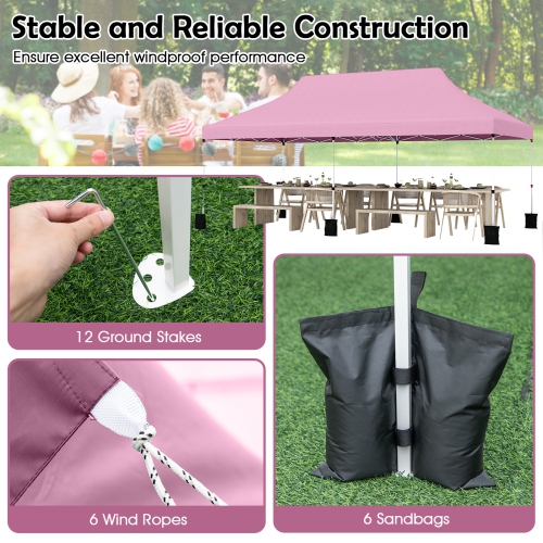 Tente avec auvent escamotable de 10 x 20 pi UPF50+ de Costway avec sac de transport