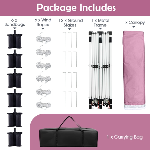 Tente avec auvent escamotable de 10 x 20 pi UPF50+ de Costway avec sac de transport