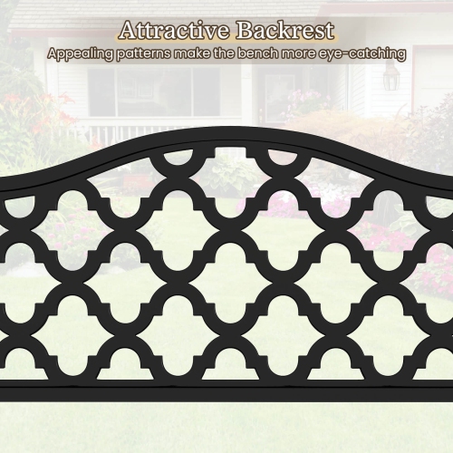 Costway 50.5" Patio Bench Slatted Metal Garden Bench for 2-3 People Park-Style Loveseat