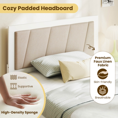 Costway Twin Size Bed Frame with 2 Storage Drawers Upholstered Headboard Wood Structure