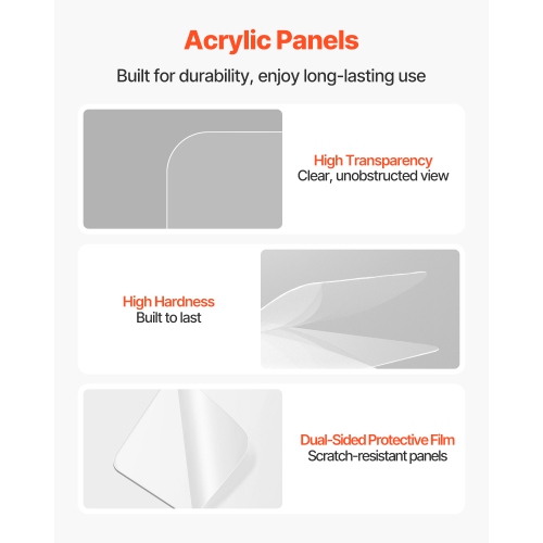 VEVOR 5 Panels 2ft x 5ft Acrylic Drum Cage with Zinc Alloy Hinges and Deflectors for Church Concert Halls, Drum Shields Drum Sound Barrier Suitable