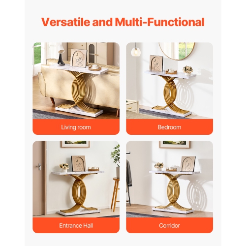 VEVOR 39.4 inches Narrow Console Sofa Table, Behind Couch Table, 1-Tier Long Entryway Table and Skinny Hallway Table, Narrow Sofa Table with Metal