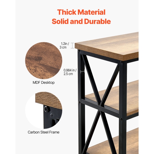 VEVOR 55.1 inches Narrow Console Sofa Table, Behind Couch Table, 3-Tier Long Entryway Table and Skinny Hallway Table, Narrow Sofa Table with Metal