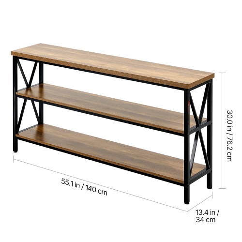 VEVOR 55.1 inches Narrow Console Sofa Table, Behind Couch Table, 3-Tier Long Entryway Table and Skinny Hallway Table, Narrow Sofa Table with Metal