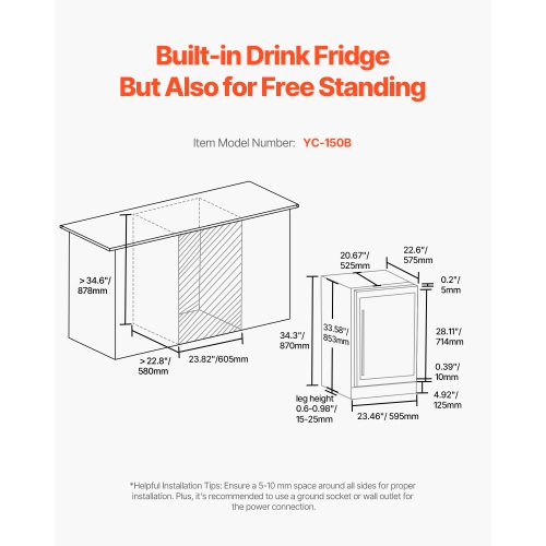 VEVOR 46 Bottle Wine Cooler, Dual Zone Wine Fridge, Built-in & Freestanding Fridge with Glass Door, Adjustable Shelves, Digital Temperature Control,