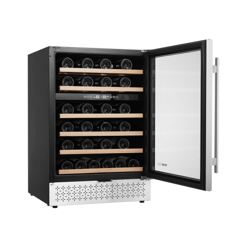 VEVOR 46 Bottle Wine Cooler, Dual Zone Wine Fridge, Built-in & Freestanding Fridge with Glass Door, Adjustable Shelves, Digital Temperature Control,