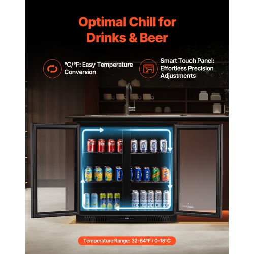VEVOR Beverage Refrigerator Cooler, 246 Can Beverage Fridge, Soda Beer Fridge with Glass Doors, Adjustable Shelves, Digital Temperature Control,