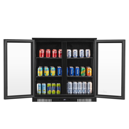 VEVOR Beverage Refrigerator Cooler, 246 Can Beverage Fridge, Soda Beer Fridge with Glass Doors, Adjustable Shelves, Digital Temperature Control,