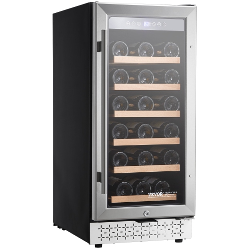 VEVOR Wine Cooler, 28 Bottle Wine Fridge, Mini Wine Cooler Refrigerator with Glass Door, Adjustable Shelves, Digital Temperature Control, Built-in &