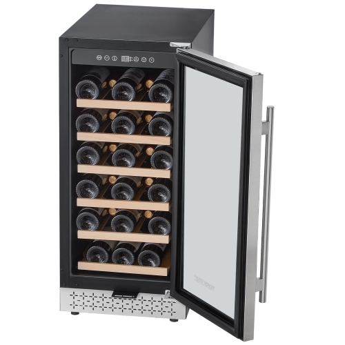 VEVOR Wine Cooler, 28 Bottle Wine Fridge, Mini Wine Cooler Refrigerator with Glass Door, Adjustable Shelves, Digital Temperature Control, Built-in &