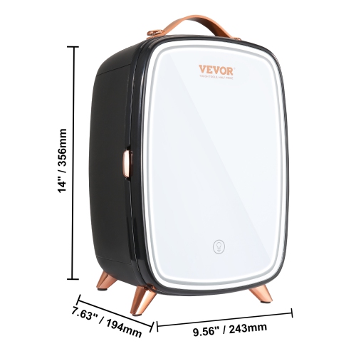 VEVOR Mini Fridge, 6L Skincare Fridge with LED light and HD Mirror, AC/DC Makeup Fridges for Skin Care, Cosmetic Storage, Chill Face Mask Drink,