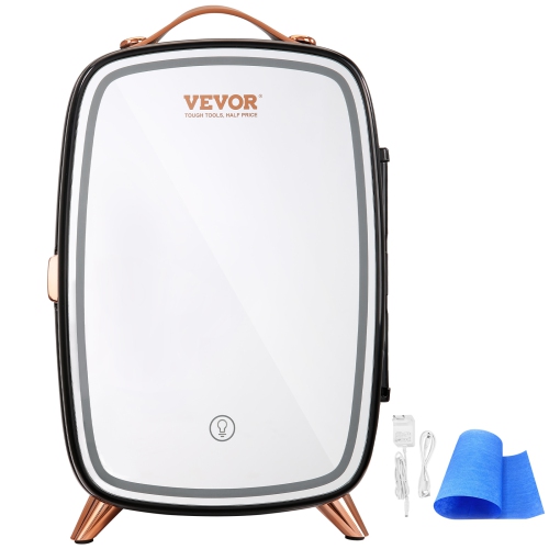 VEVOR Mini Fridge, 6L Skincare Fridge with LED light and HD Mirror, AC/DC Makeup Fridges for Skin Care, Cosmetic Storage, Chill Face Mask Drink,