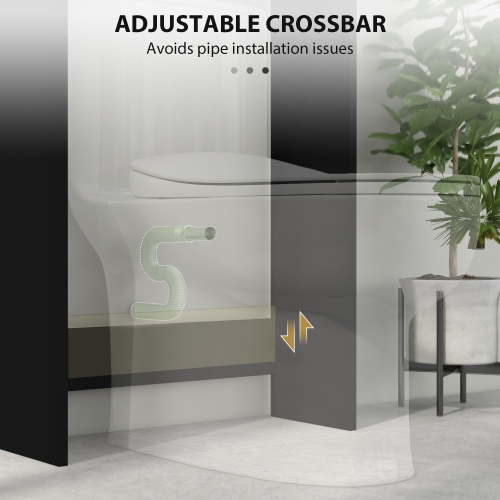 HOMCOM Over The Toilet Storage Cabinet, Bathroom Cabinet Over Toilet with Barn-style Doors, Open Shelf and Adjustable Back Crossbar, Black