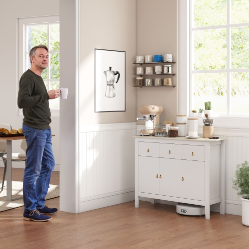 HOMCOM – Buffet avec espace de rangement, armoire de bar basse de cuisine de 40 po avec 3 tiroirs et 2 tablettes ajustables, table buffet