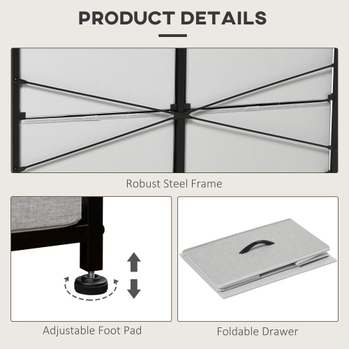 HOMCOM 8 Drawer Dresser for Bedroom, Fabric Chest of Drawers with Steel Frame, Wood Grain Top and Handles, Grey