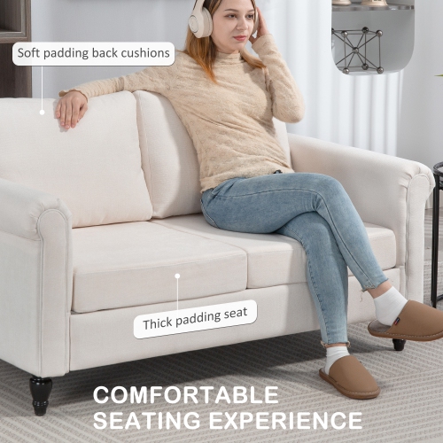 HOMCOM – Causeuse à revêtement, canapé à 2 places en tissu chenille avec accoudoirs arrondis, pattes en bois d'hévéa en forme de gourde pour le