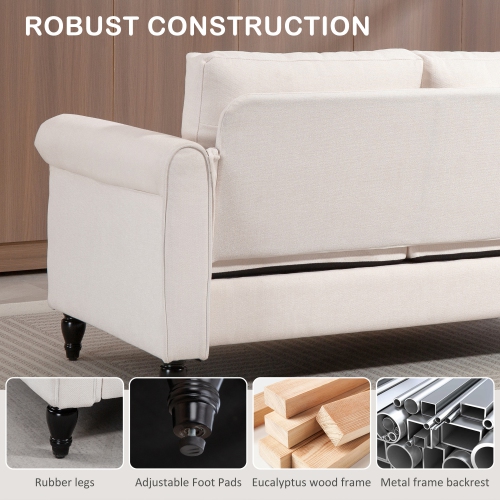 HOMCOM – Causeuse à revêtement, canapé à 2 places en tissu chenille avec accoudoirs arrondis, pattes en bois d'hévéa en forme de gourde pour le